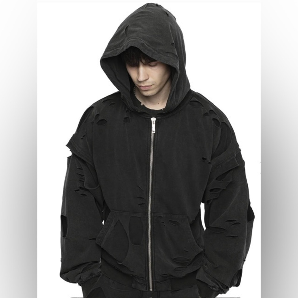 RACER WORLDWIDE unisex Distressed 2 Layer Hoodie